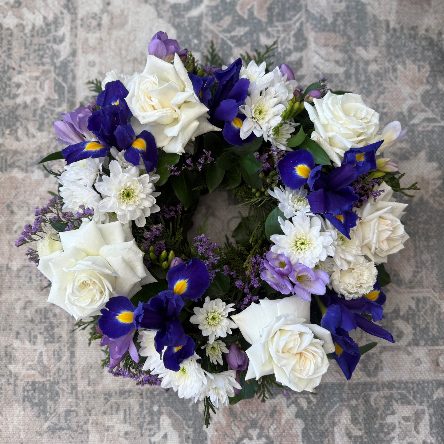 Everlasting Love Wreath - White and purple mix seasonal